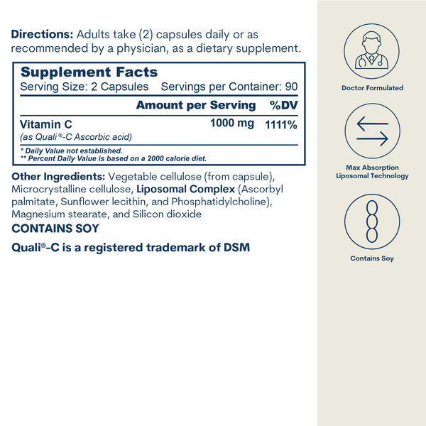 Liposomal Vitamin C Capsules – 180 Count (90 Servings)
