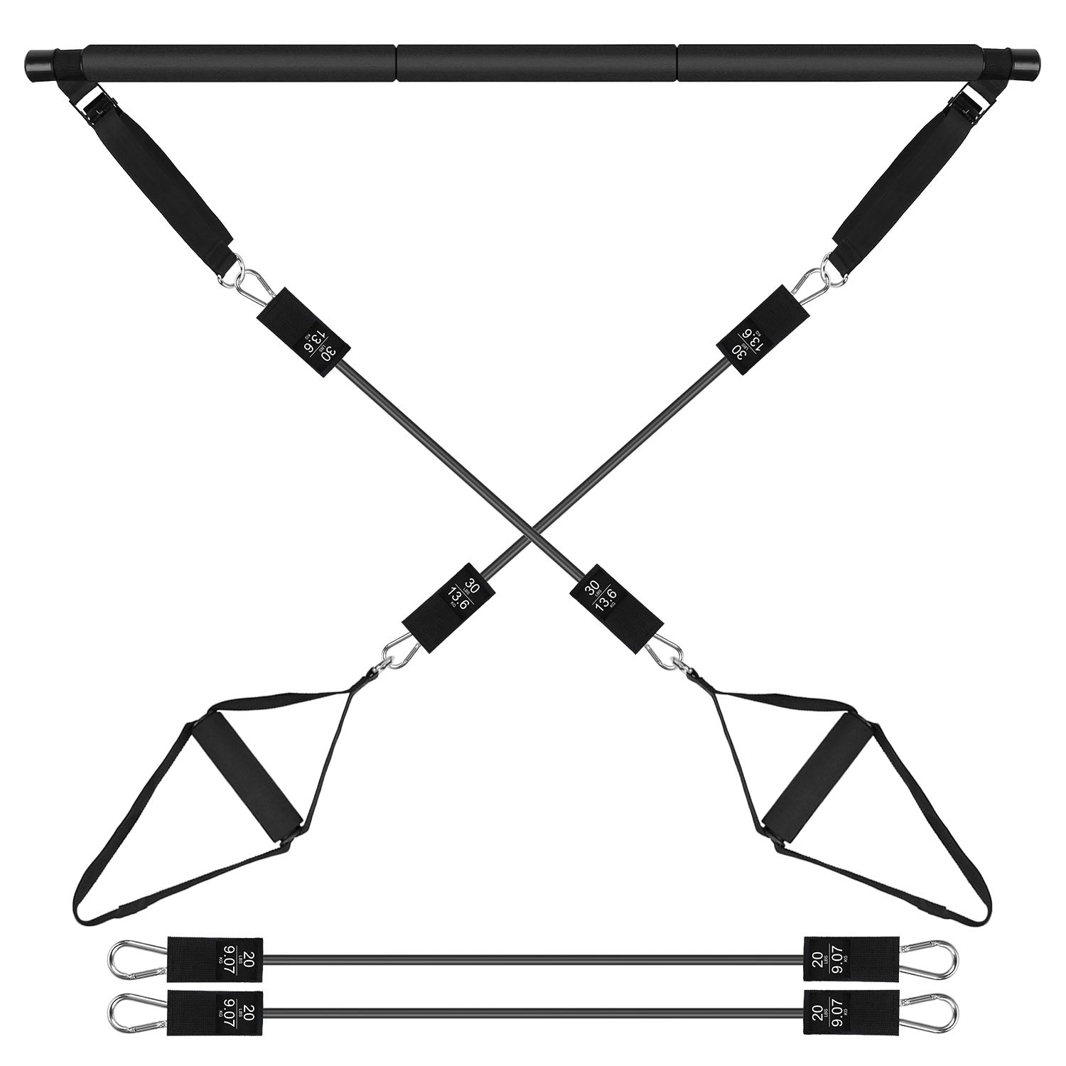 Pilates Bar Kit with 100LBS Resistance Bands – Full Body Toning Exercise Set