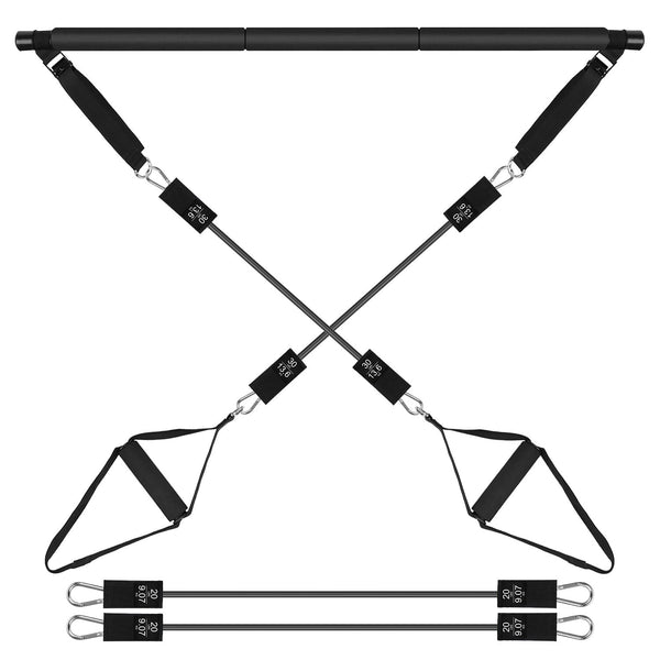 Pilates Bar Kit with 100LBS Resistance Bands – Full Body Toning Exercise Set