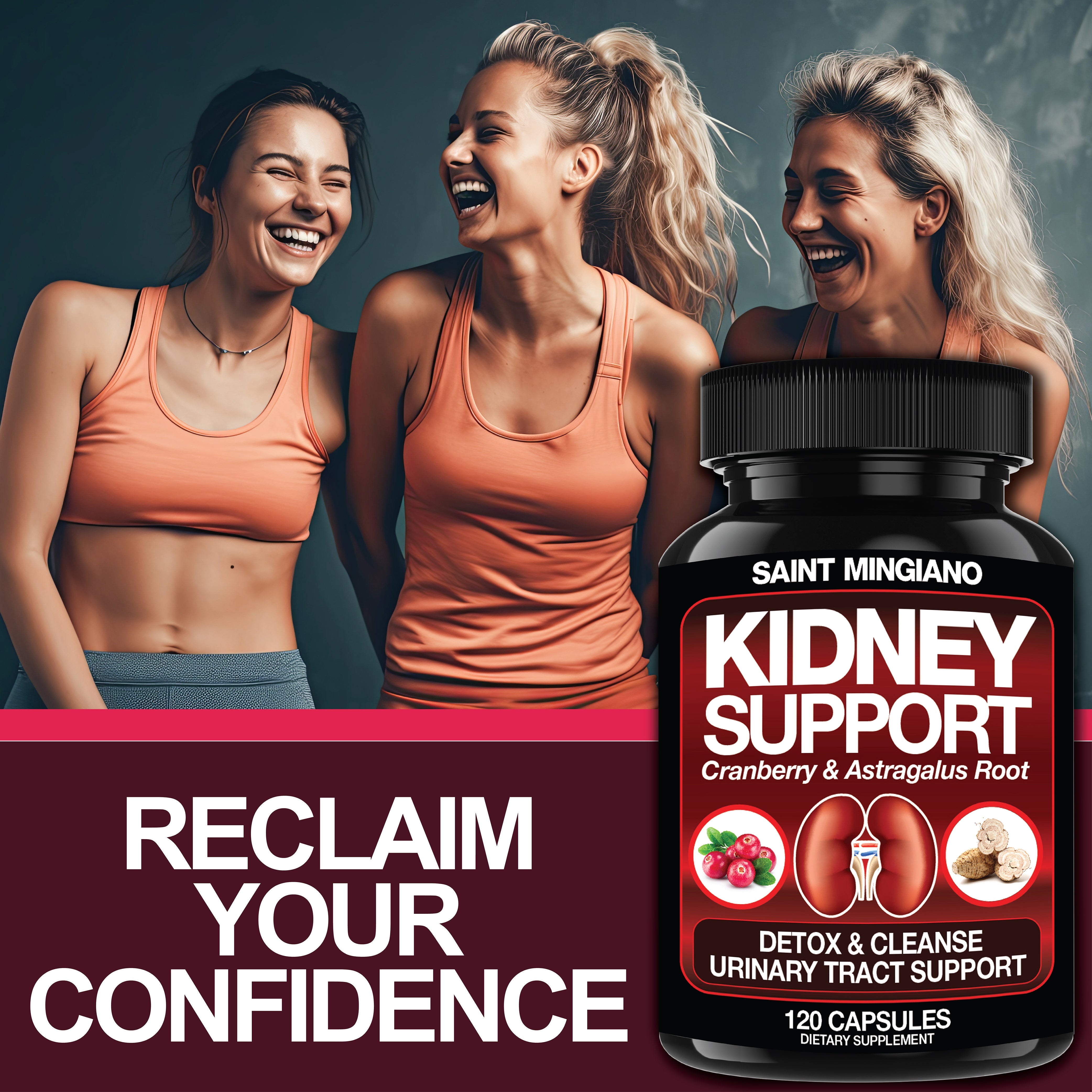 Kidney Support Cleanse – Cranberry & Astragalus Detox & Repair Capsules (120 Count)