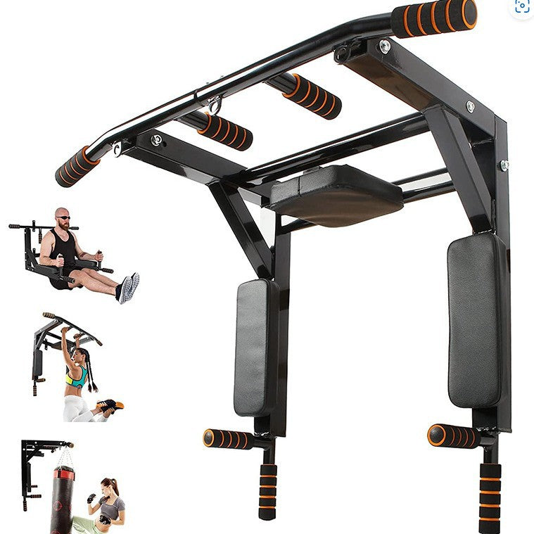 Wall-Mounted Indoor & Outdoor Sandbag Rack with Pull-Up Bars – Fitness Training Equipment
