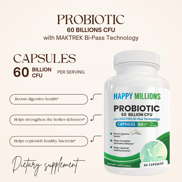 PROBIOTIC 60 BILLION CFU : GUT HEALTH SUPPLEMENT