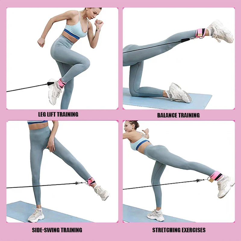 Ankle Straps Resistance Bands Set – Fitness Workout & Cable Training Equipment