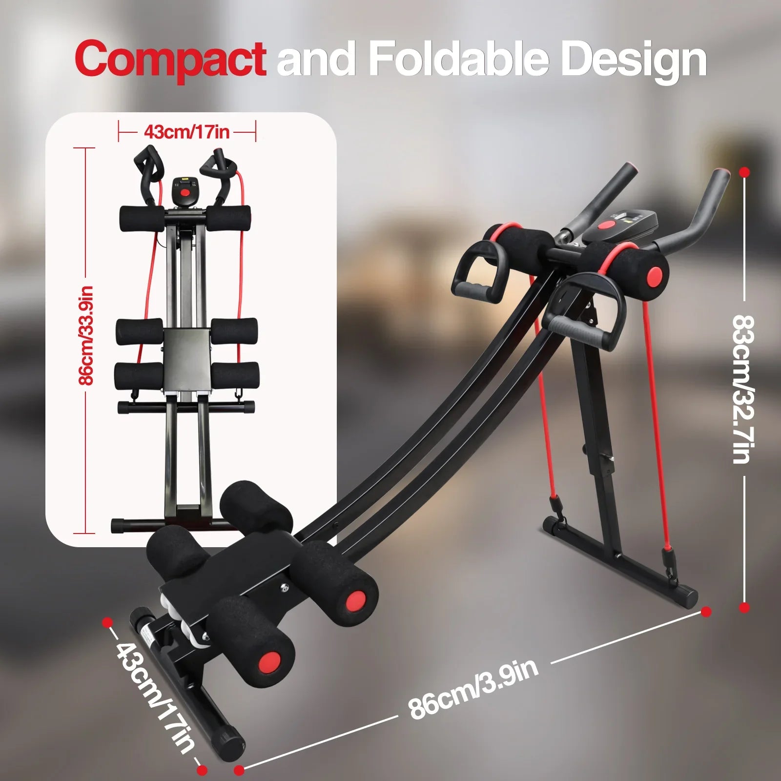 Foldable Ab Machine – Core & Abdominal Workout Trainer with LCD Display (440lbs Max)