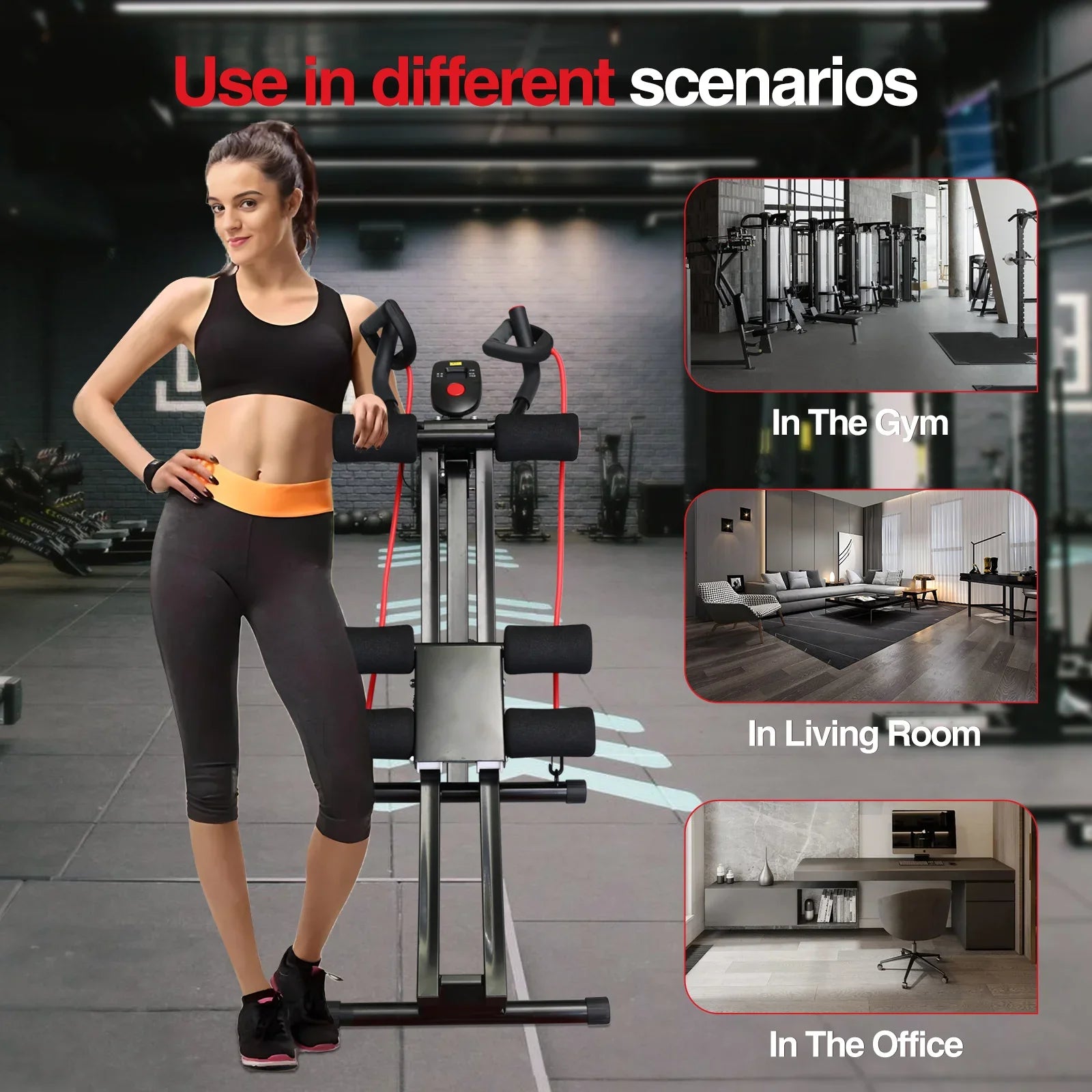 Foldable Ab Machine – Core & Abdominal Workout Trainer with LCD Display (440lbs Max)