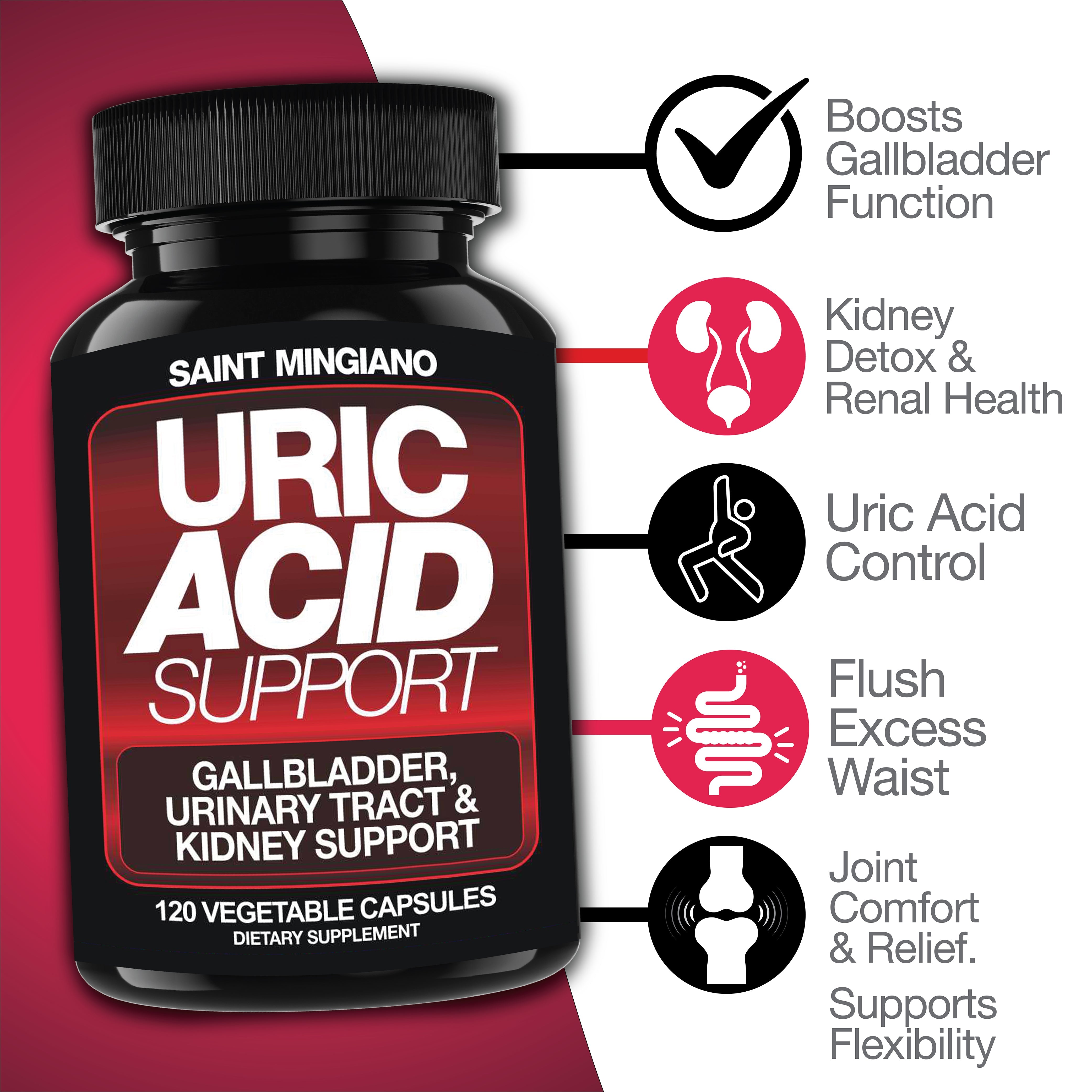 Uric Acid Support – Kidney Cleanse, Gallbladder & Urinary Tract Support (120 Capsules)