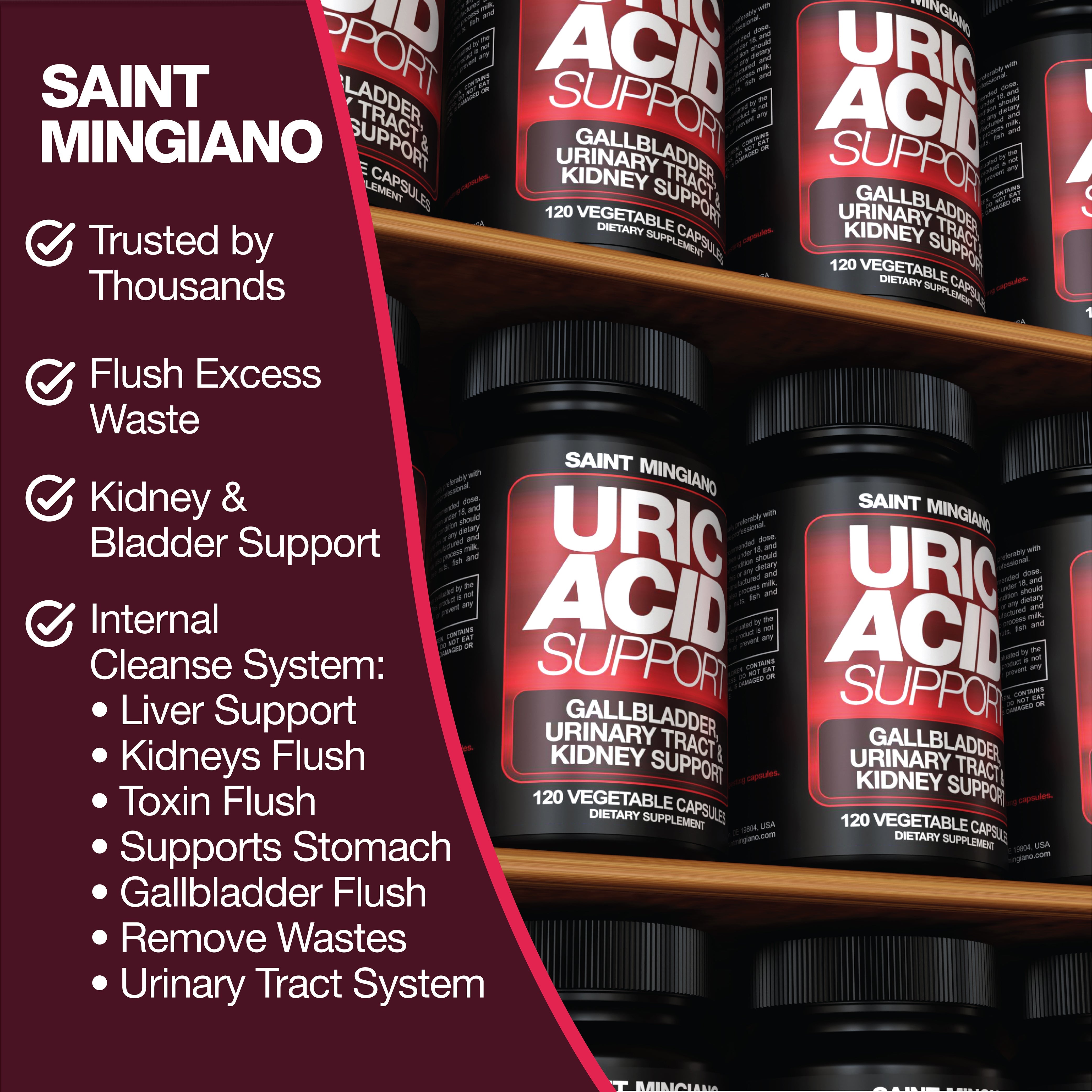 Uric Acid Support – Kidney Cleanse, Gallbladder & Urinary Tract Support (120 Capsules)