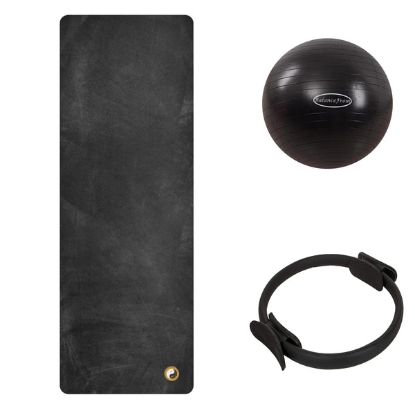 Studio Pilates Accessories Bundle – Rubber Yoga Mat, Pilates Ring & Pilates Ball Set