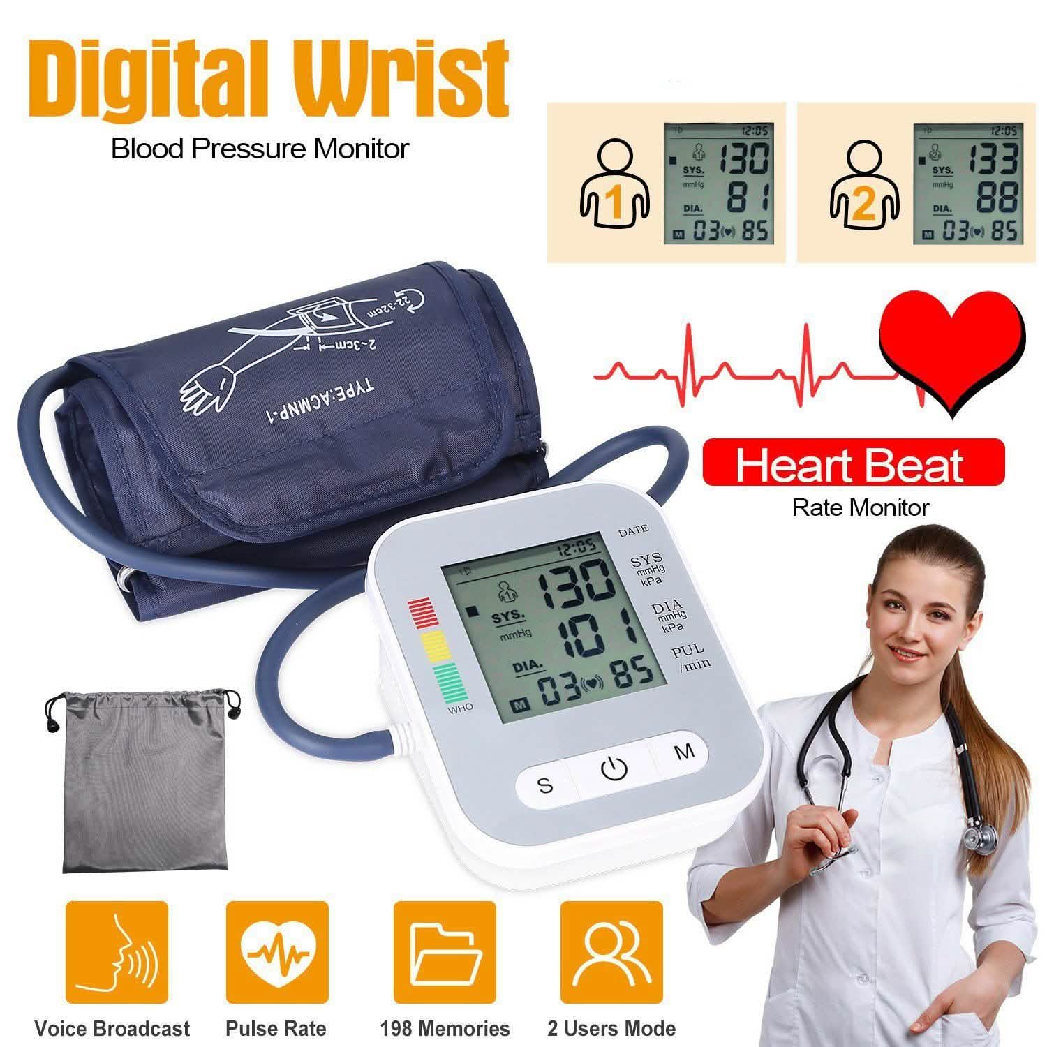 Digital Arm Blood Pressure Monitor – Automatic Home BP & Heart Rate Tracker