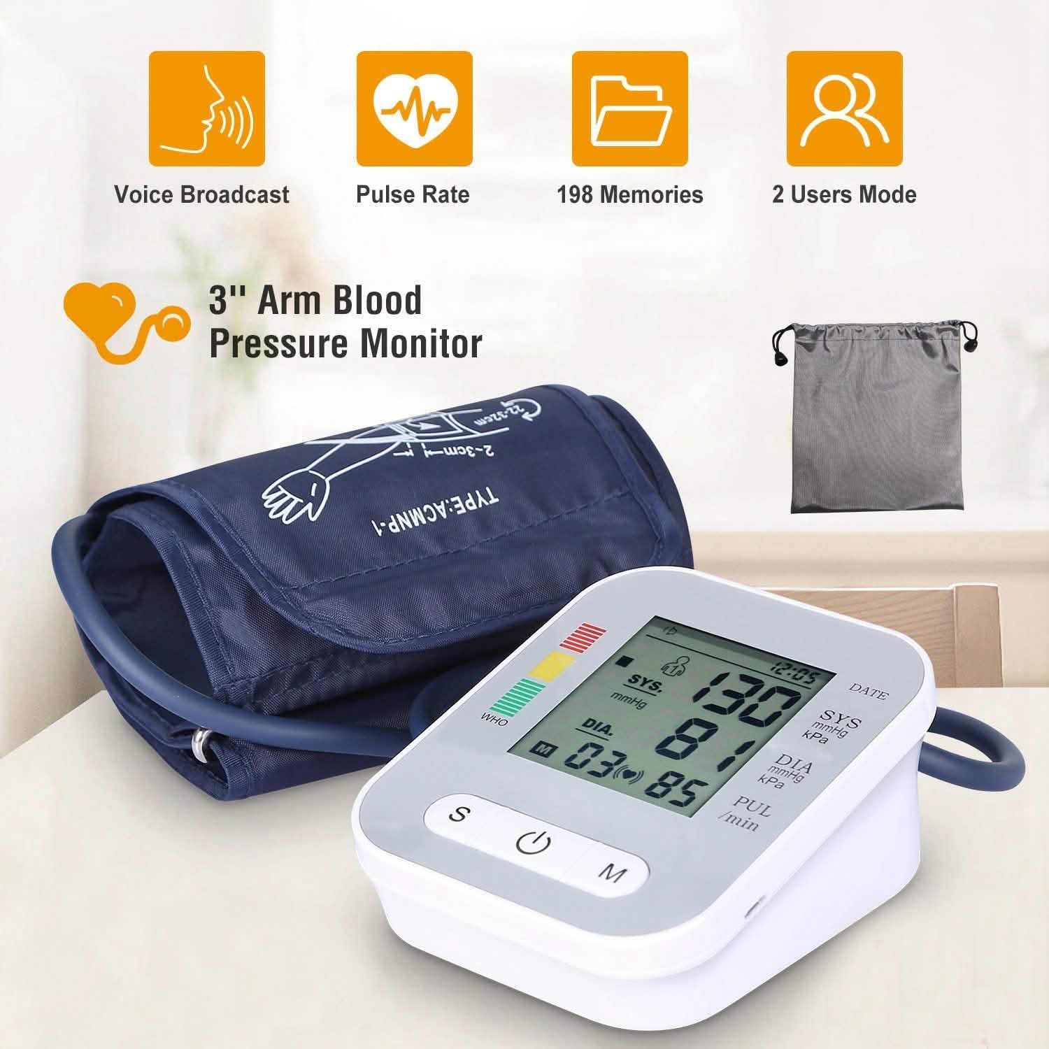 Digital Arm Blood Pressure Monitor – Automatic Home BP & Heart Rate Tracker