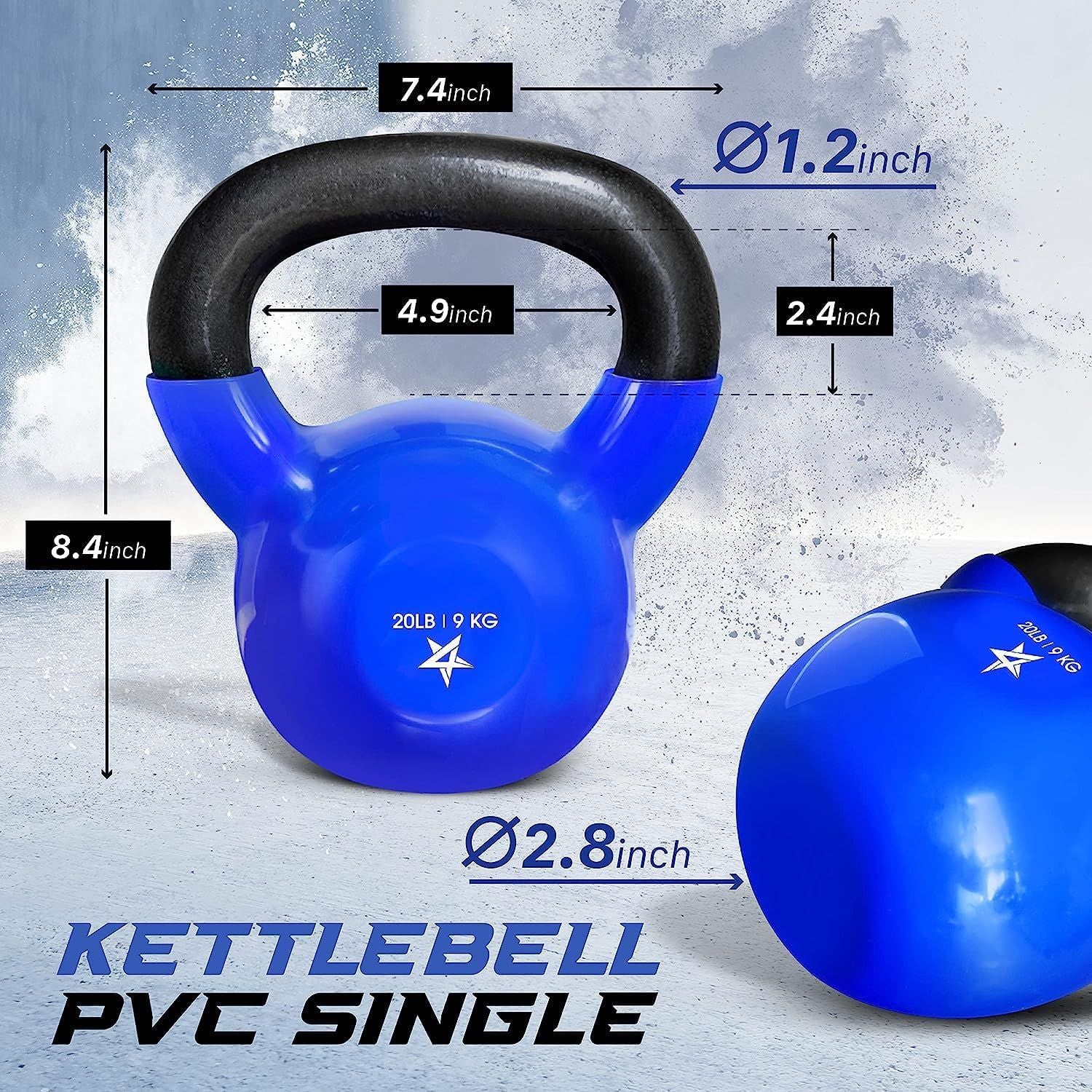 Vinyl Coated Cast Iron Kettlebell – 5–100 lb Strength Training Home Gym Equipment