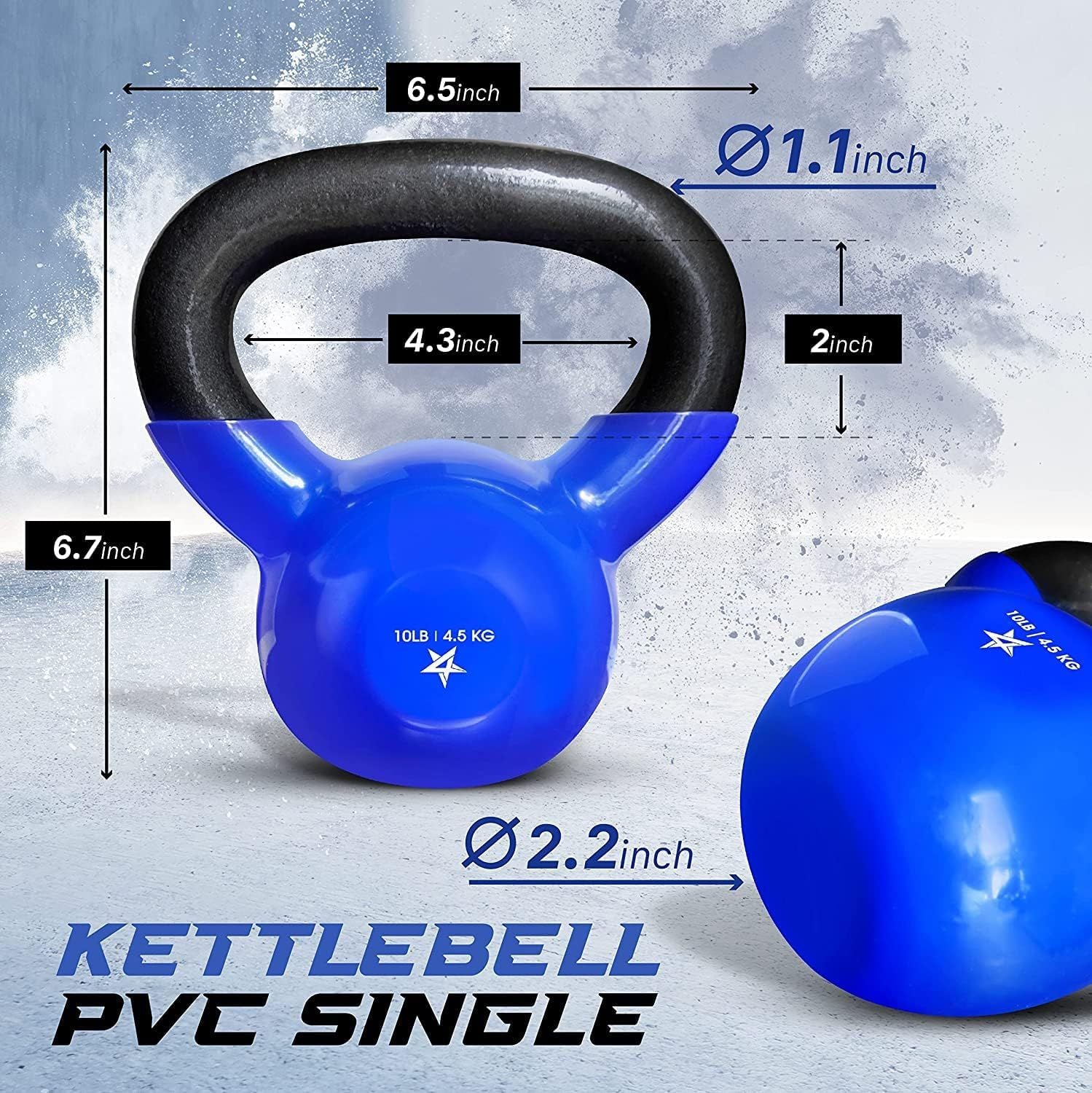 Vinyl Coated Cast Iron Kettlebell – 5–100 lb Strength Training Home Gym Equipment
