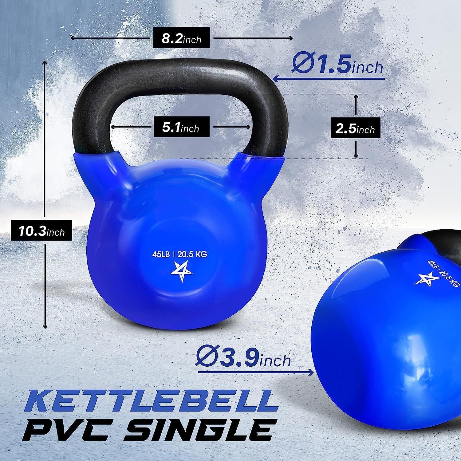 Vinyl Coated Cast Iron Kettlebell – 5–100 lb Strength Training Home Gym Equipment
