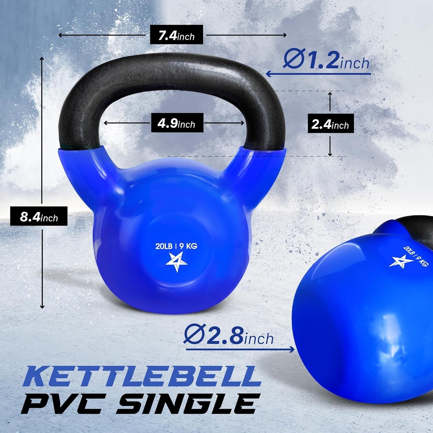 Vinyl Coated Cast Iron Kettlebell – 5–100 lb Strength Training Home Gym Equipment