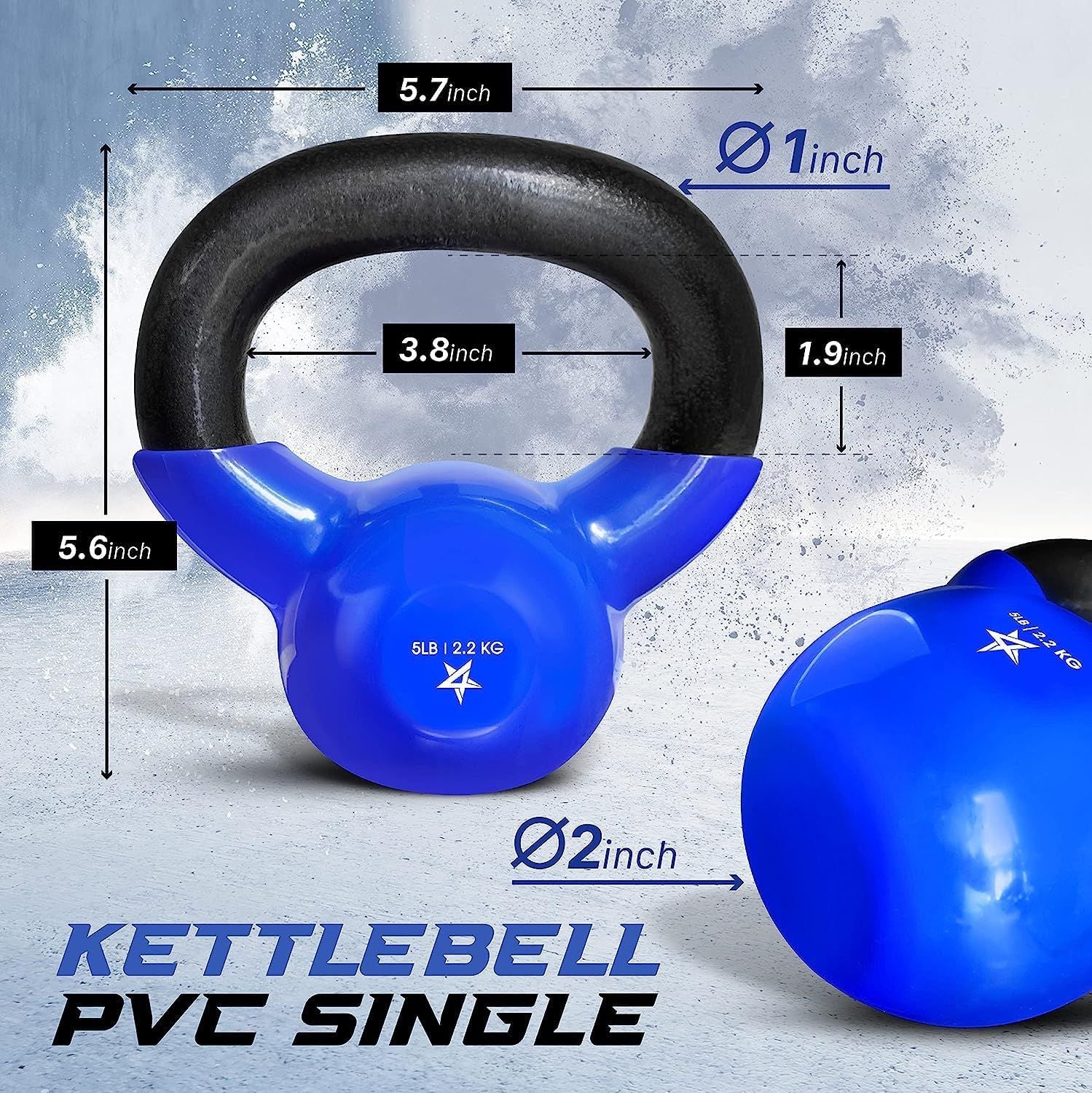 Vinyl Coated Cast Iron Kettlebell – 5–100 lb Strength Training Home Gym Equipment