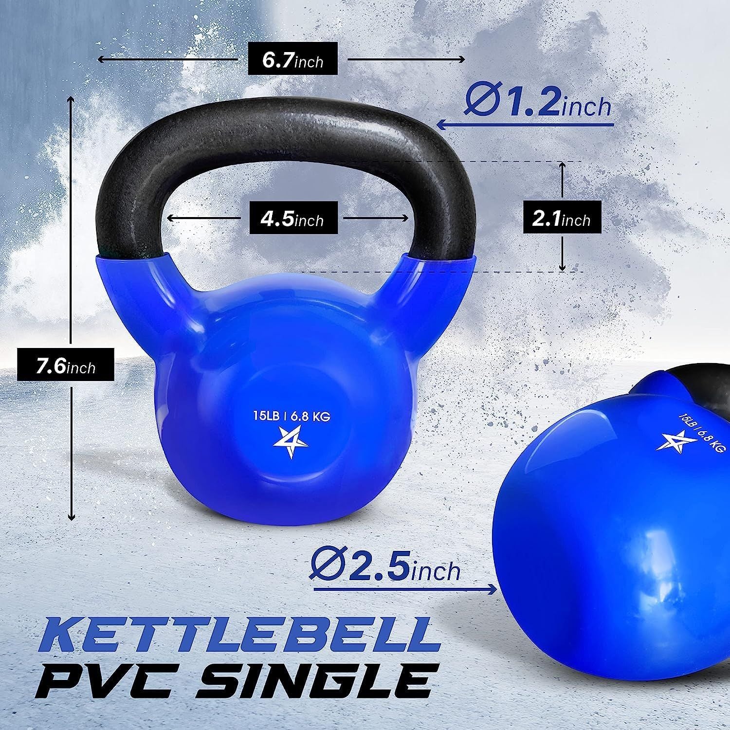 Vinyl Coated Cast Iron Kettlebell – 5–100 lb Strength Training Home Gym Equipment