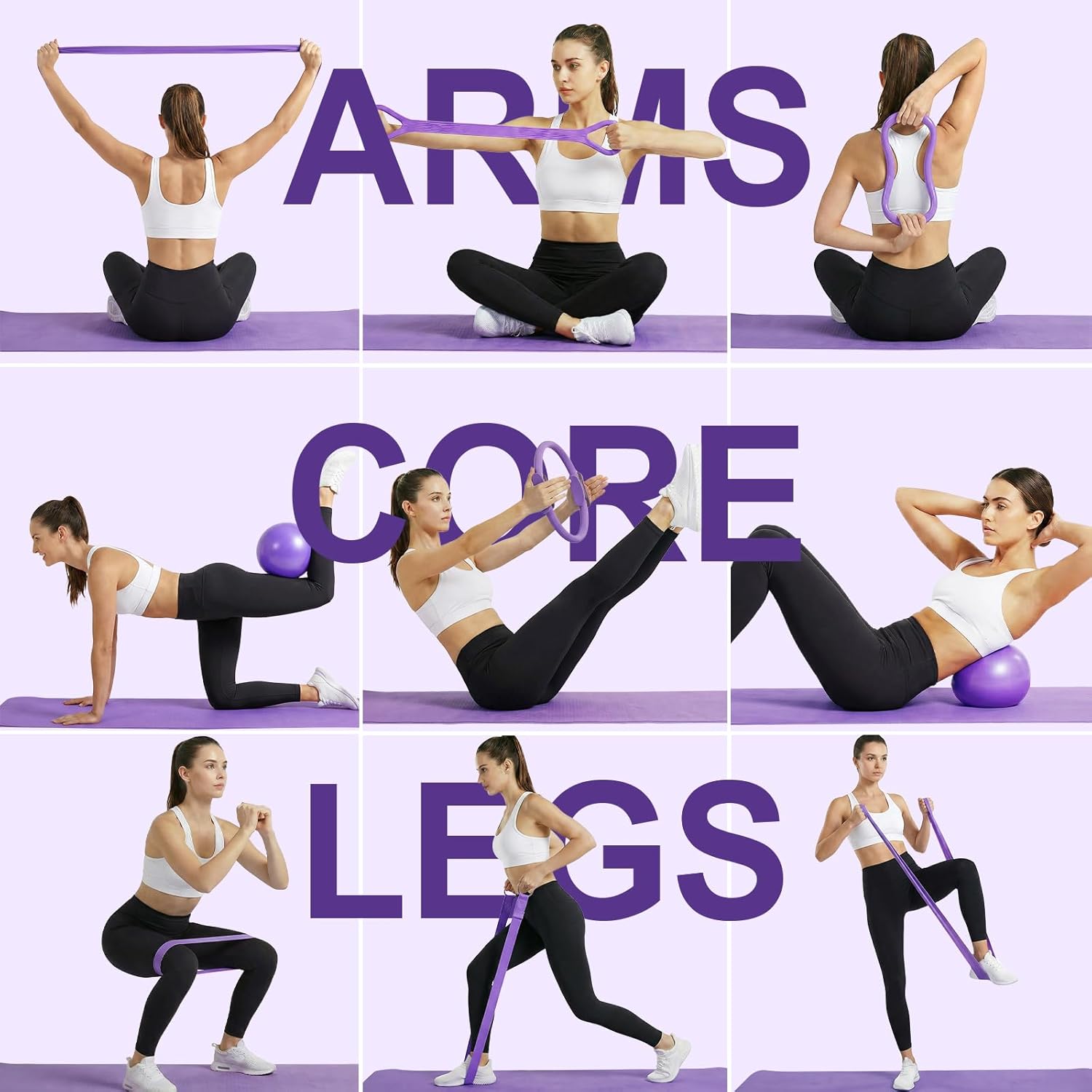 13-Piece Yoga & Pilates Set – Full Body Fitness & Training Kit
