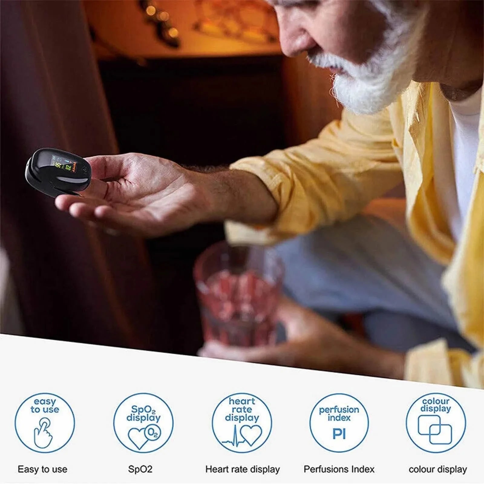 Finger Pulse Oximeter – Heart Rate & SpO2 Blood Oxygen Monitor